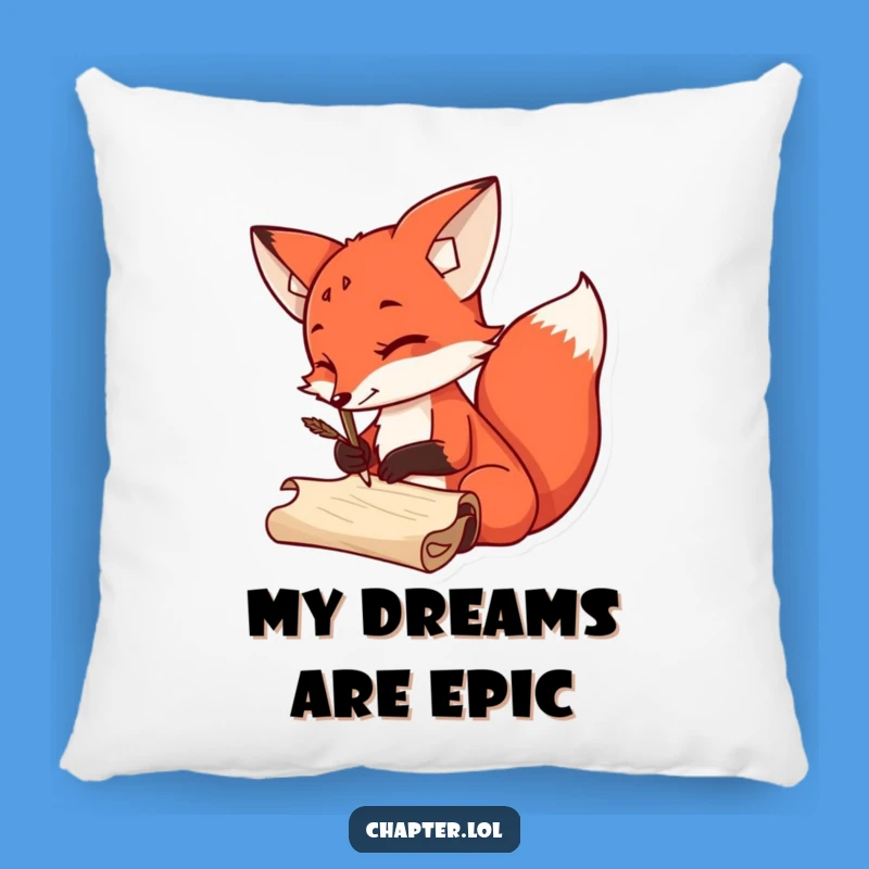 Funny Fox Scribe Pillow: Cozy & Hilarious Accent for Book Lovers