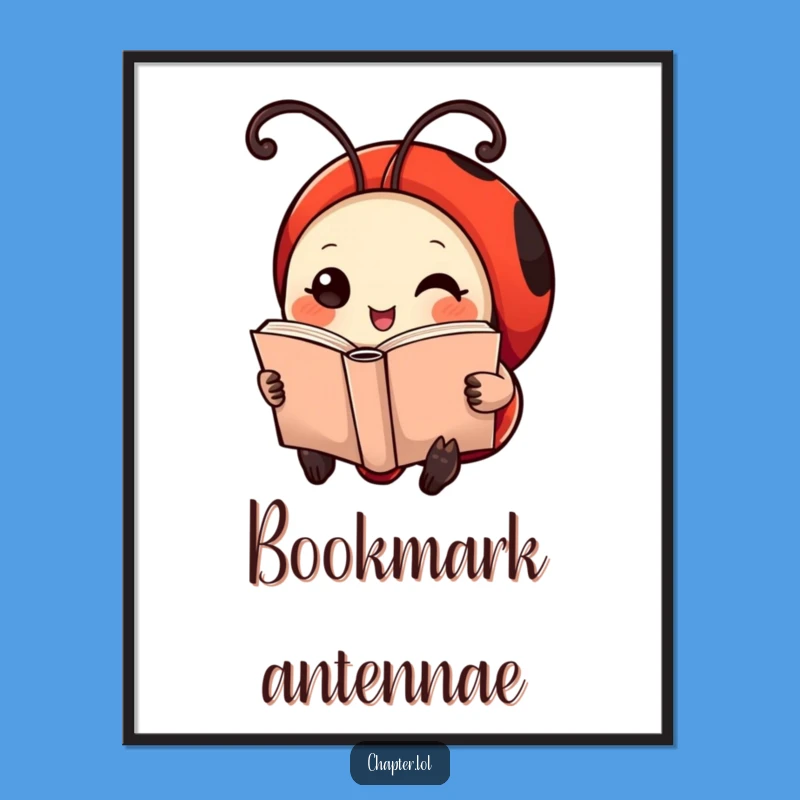 Funny Ladybug Reader Digital Art: Hilarious Downloadable Print for Book Nooks!