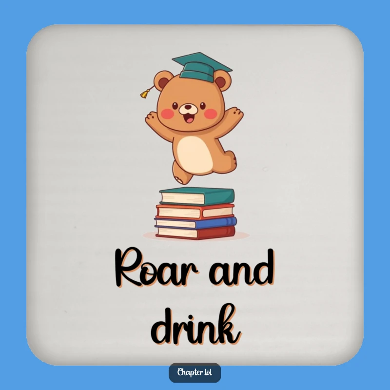 Funny Bear Graduate Coaster: Protect Surfaces with Playful Flair, Perfect Funny Gift