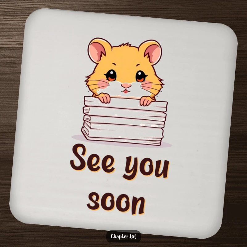 Funny Hamster Coaster: A small coaster depicting a curious hamster peeking from behind a stack of paper.