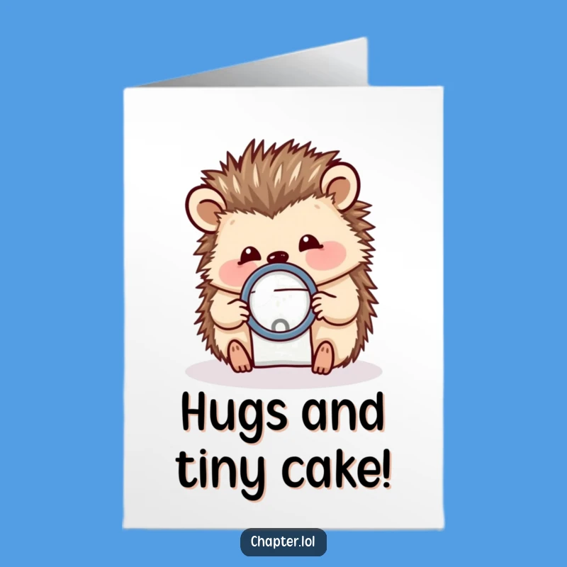 Free Printable Birthday Card: Hedgehog Magnifying Glass Funny Downloadable Gift