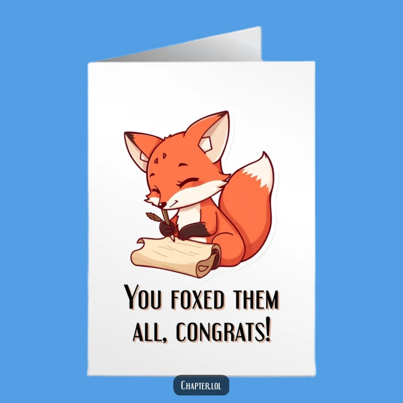 Free Printable Congratulations Card: Sly Fox Quill Pen, Downloadable Success Message