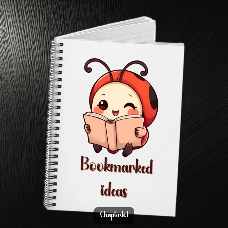 Funny Ladybug Notebook: A charming cover with a cheerful ladybug with antennae curled like bookmarks, reading a tiny book.