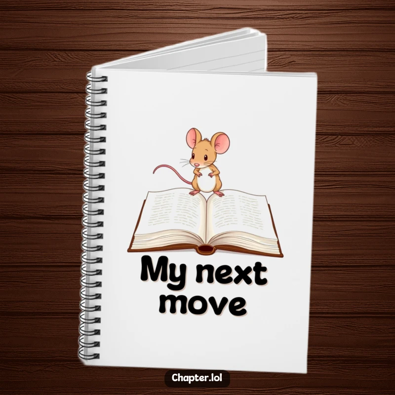 Funny Mouse Notebook: A charming cover with a determined mouse tiptoeing across a large open book.